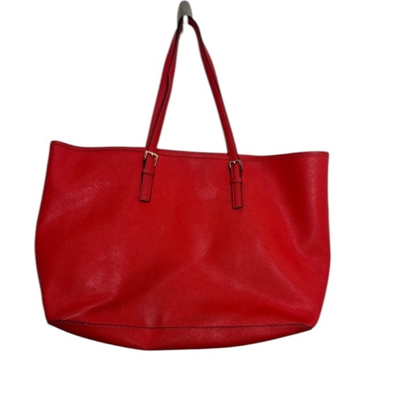 Michael Michael Kors Red Large Jet Set Leather Tote - Picture 3 of 7